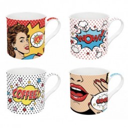 COFFRET 4 MUGS 30cl "POP ART"